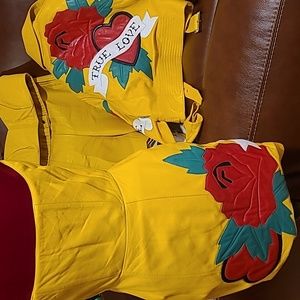 Michael Hoban True Love yellow leather 4 pc ensemble.